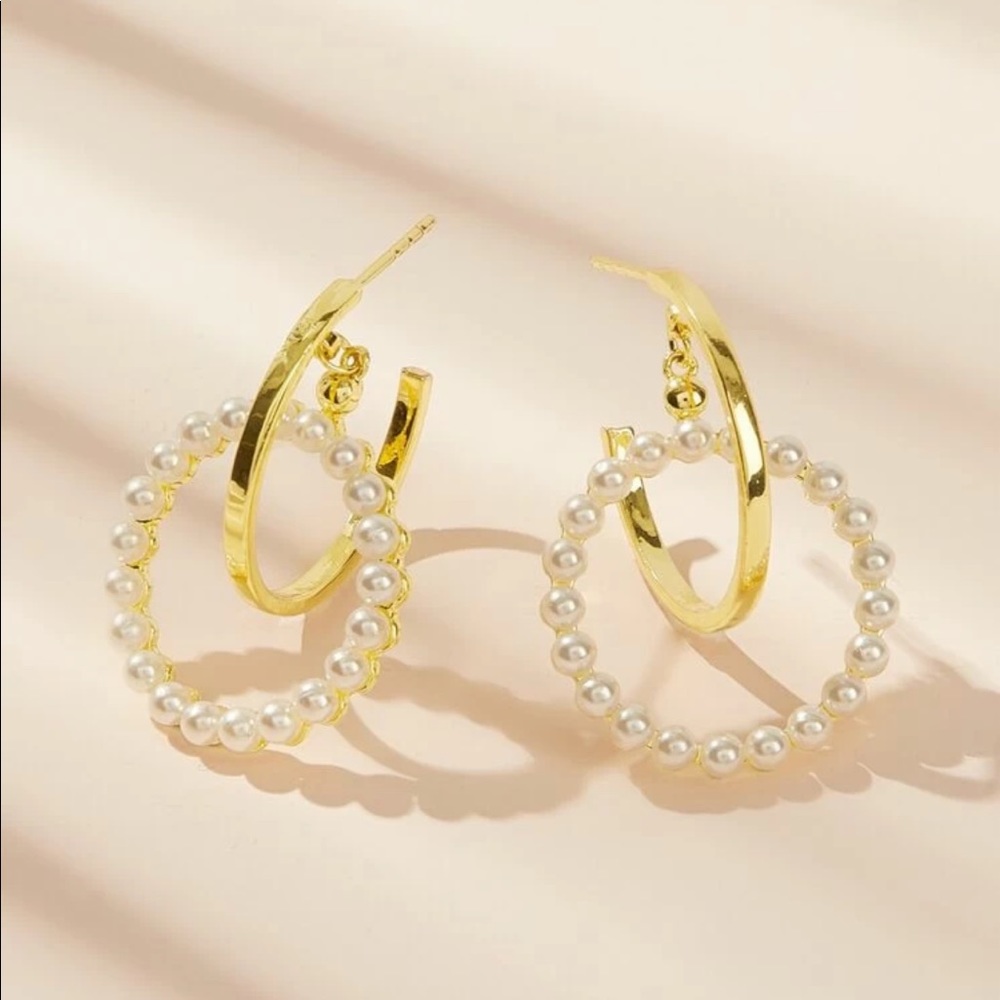 • Waverly • Pearl Drop Hoops - Picture 2 of 3